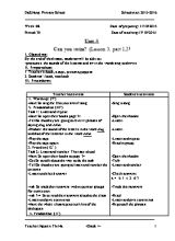 Giáo án Tiếng Anh Lớp 4 - Tiết 30+31 - Năm học 2015-2016